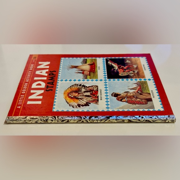 Vintage 1957 Little Golden Book INDIAN STAMPS by Edward Huberman 1st Edition “A” - Picture 2 of 16